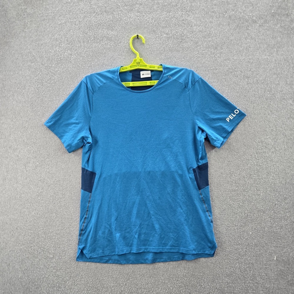 Lululemon Men Shirt‎ M Blue Colorblock Fast Free Activewear Logo Short Sleeve